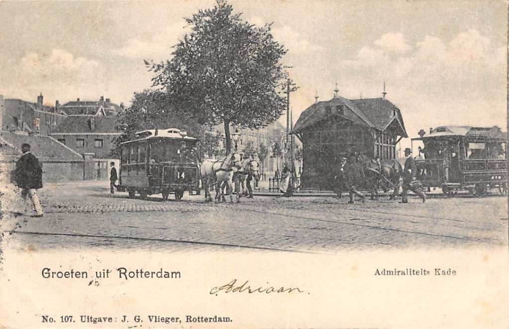 Rotterdam Admiraliteits Kade  Paarden Tram 14 en 17 RTM, Ophalen of Verzenden, Voor 1920, Gelopen, Zuid-Holland