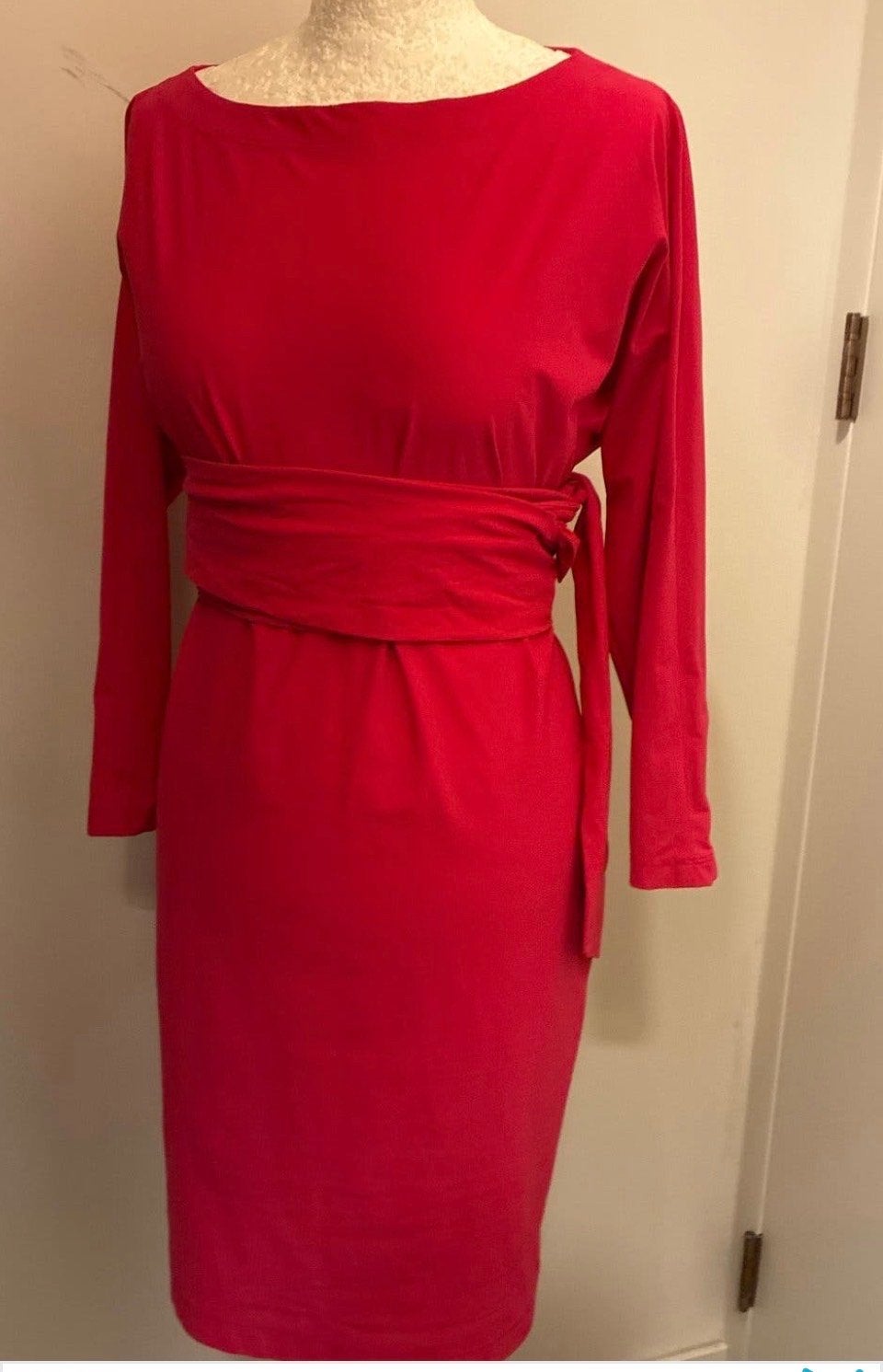 LaDress Carla roze jurk travelstof met sash, Ophalen of Verzenden, Zo goed als nieuw, Maat 34 (XS) of kleiner, Roze
