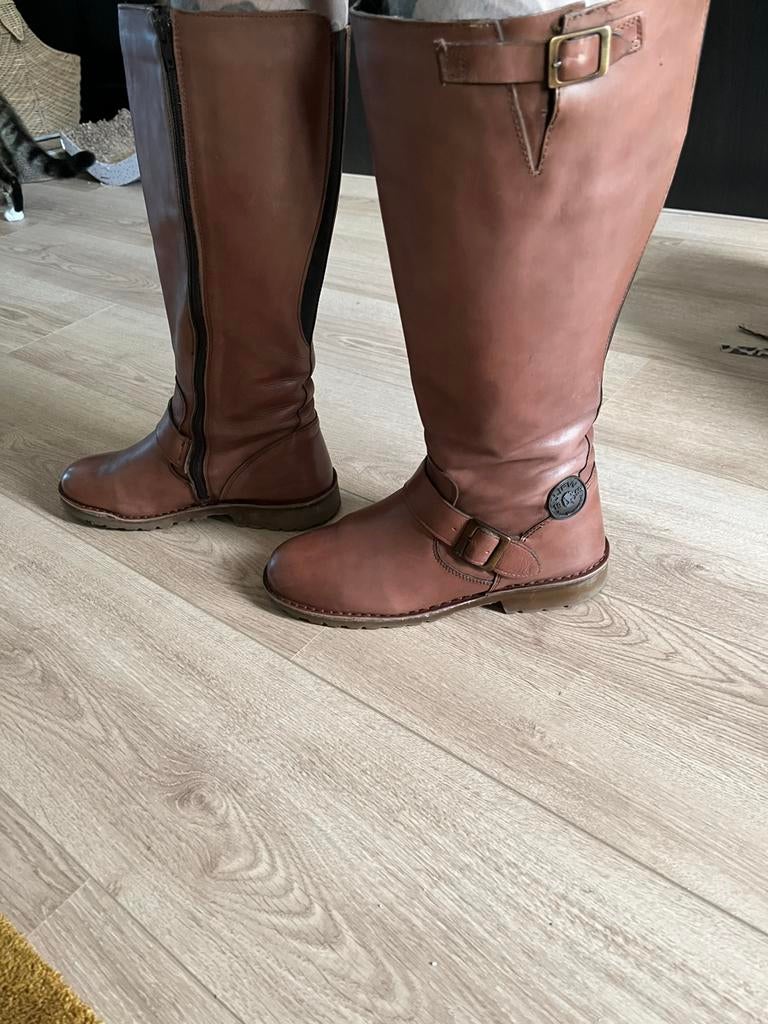 Bruine leren laarzen JJ maat 41, Kleding | Dames, Schoenen, Ophalen of Verzenden, Zo goed als nieuw, Bruin, Hoge laarzen