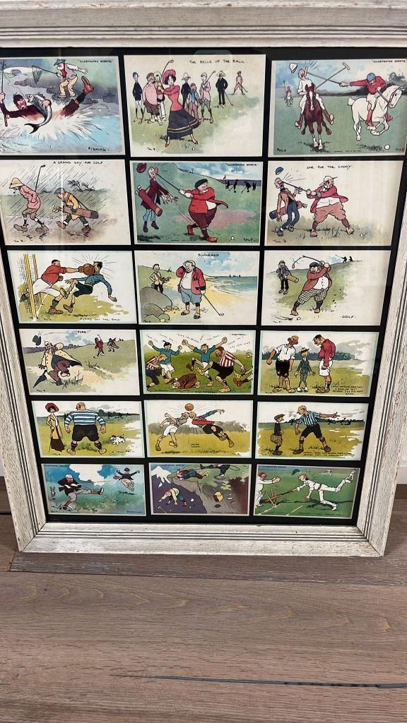 Engelse antiek litho's 12 golfers, Ophalen