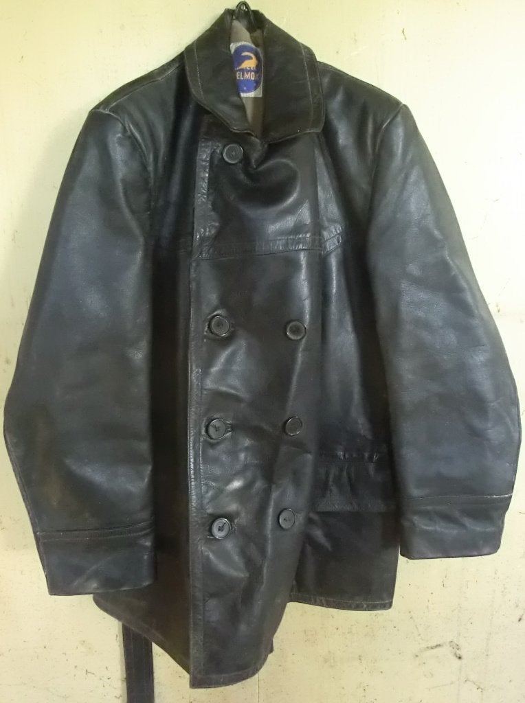 Vintage Gelmok double-breasted lederen trenchcoat/motorjas, Kleding | Dames, Gelmok, Zwart, Maat 46/48 (XL) of groter, Ophalen of Verzenden
