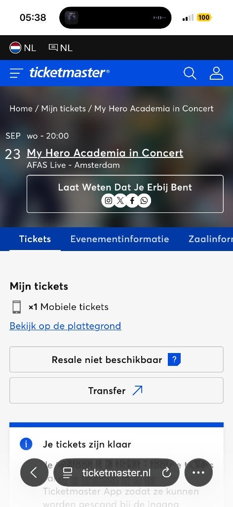 My hero academia concert kaartjes, Tickets en Kaartjes, Eén persoon, September