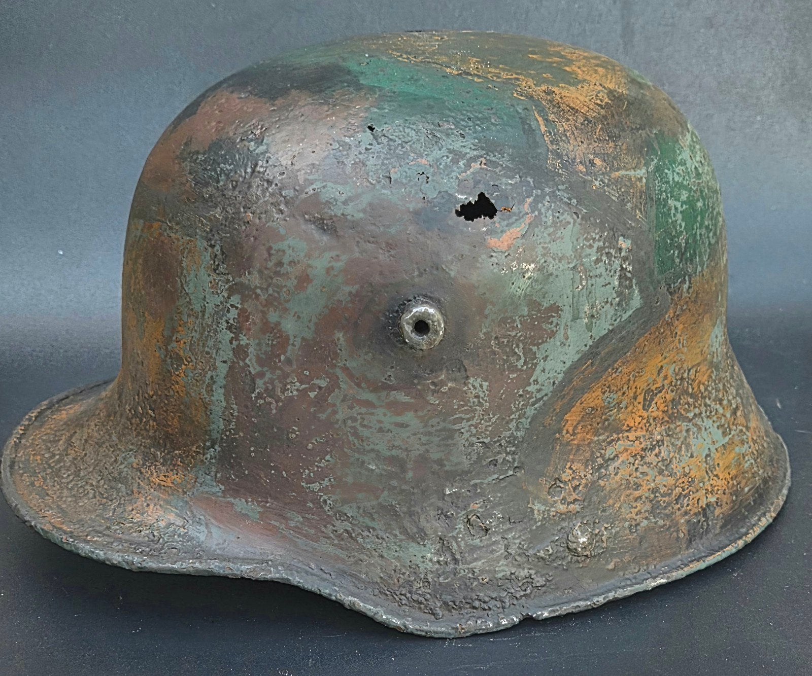 Duitse WO1 M16 Mimikri Camo helm, Verzamelen, Ophalen of Verzenden, Landmacht, Duitsland, Helm of Baret