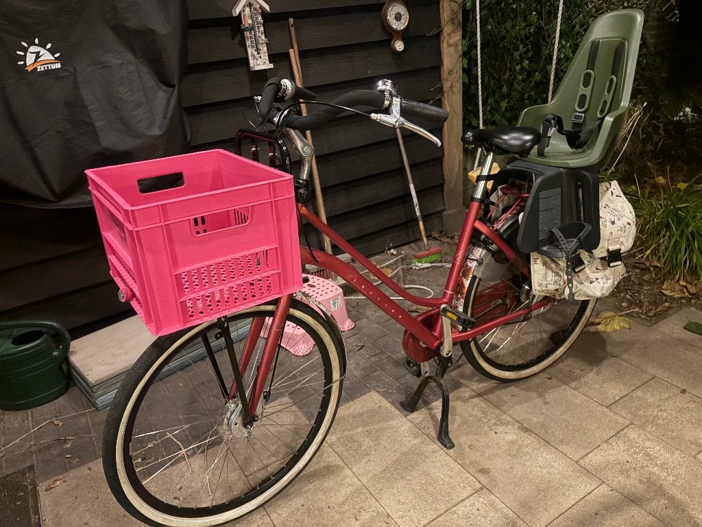Moederfiets /Transportfiets met kinderzitje (bobike) en krat, Overige merken, Schijfrem, 1 zitje, 53 tot 56 cm