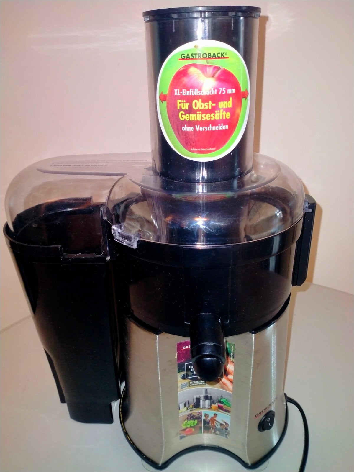 Gastroback sapcentrifuge - XL-invoer, voor fruit en groenten, Witgoed en Apparatuur, Ophalen of Verzenden, Zo goed als nieuw, Sapcentrifuge