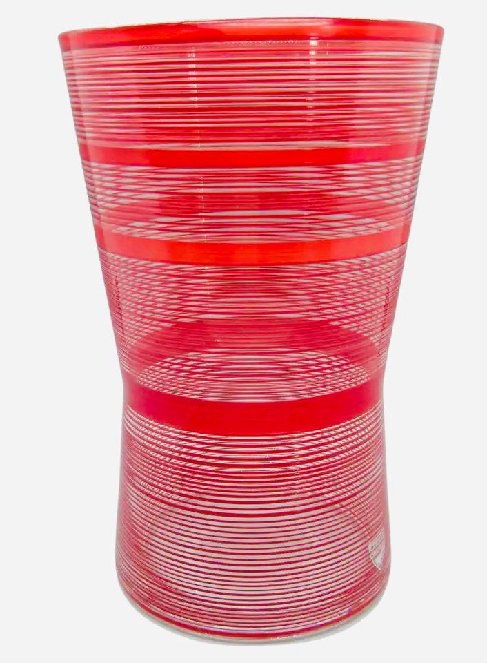 Orrefors Red  "Zwizz" Swedish Vase Ingengerd Raman Sweden, Antiek en Kunst, Kunst | Designobjecten, Glas, Vaas, Gemerkt, Ophalen of Verzenden