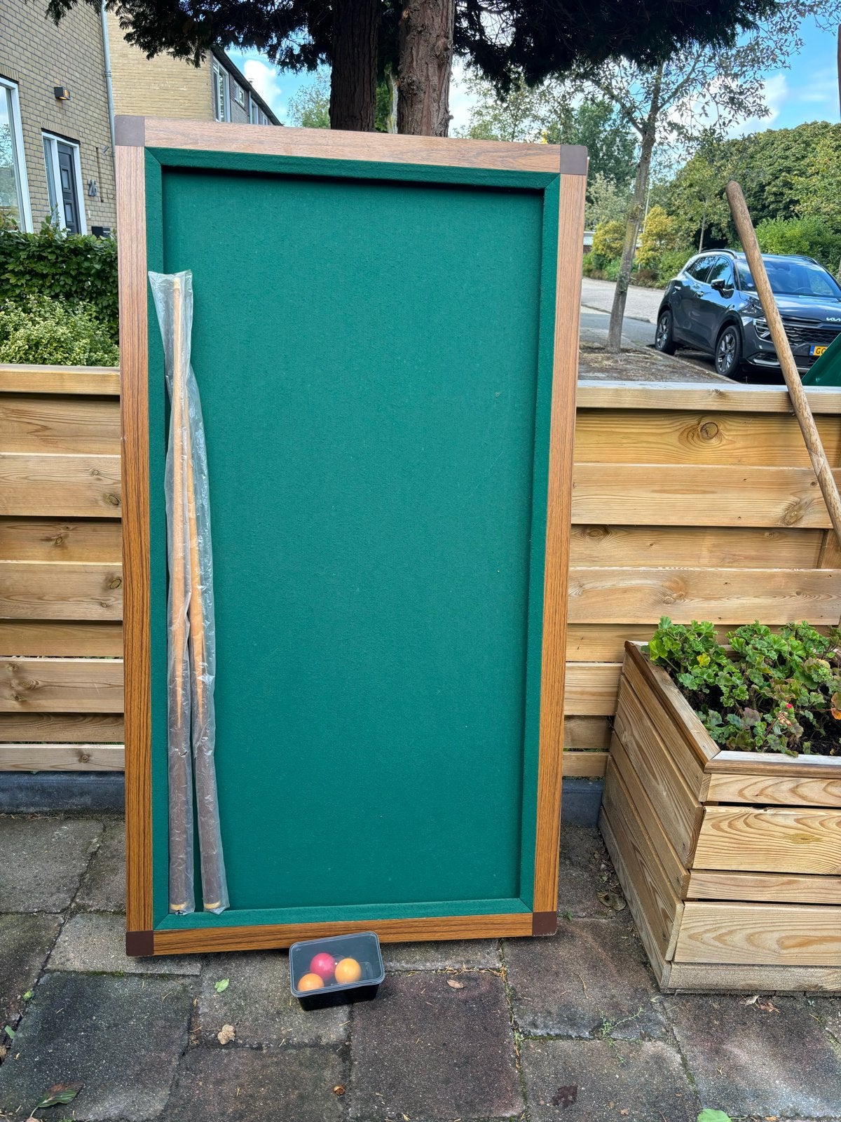 Tafelbiljart met 2 keuen en 3 biljartballen, Ophalen, Gebruikt, Biljarttafel