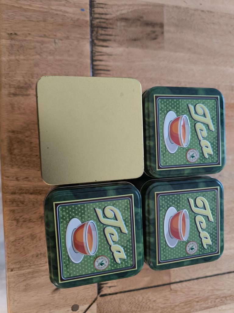 4x theeblik, Ophalen of Verzenden, Zo goed als nieuw, Overige
