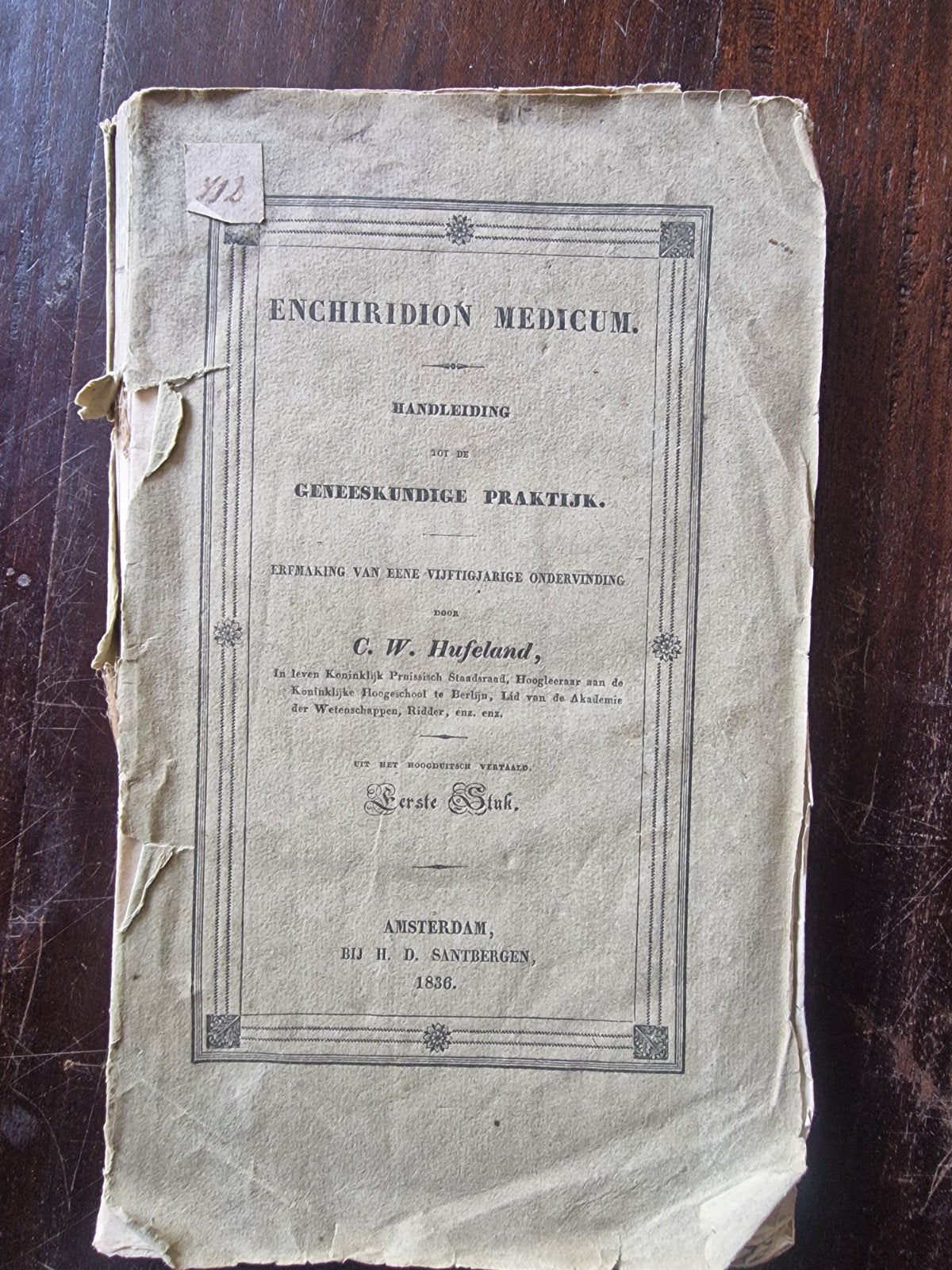 Enchiridion Medicum - Handleiding Geneeskundige Praktijk, Ophalen of Verzenden, Gelezen, C.W. Hufeland, Nederland