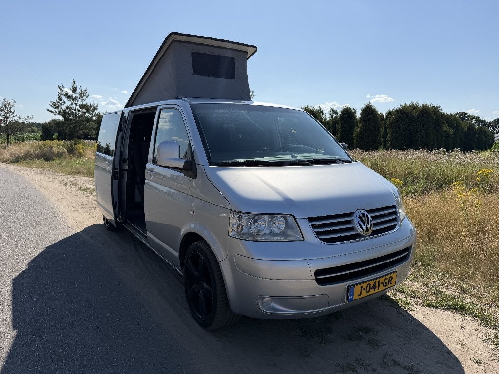 Zilvergrijs VW T5 Caravelle Camper 2008 - opklapdak: €3.950, Auto's, Volkswagen, Particulier, Transporter, Schuifdeur, Trekhaak
