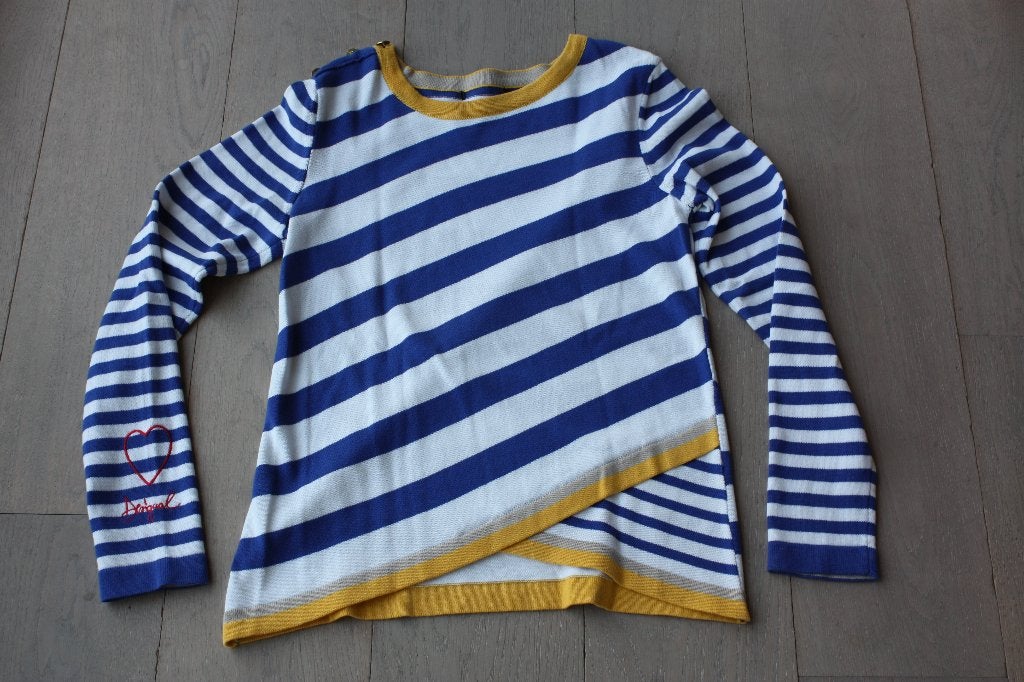 Mooi wit-blauw gestreepte trui van Desigual, maat M, Maat 38/40 (M), Blauw, Ophalen of Verzenden, Zo goed als nieuw