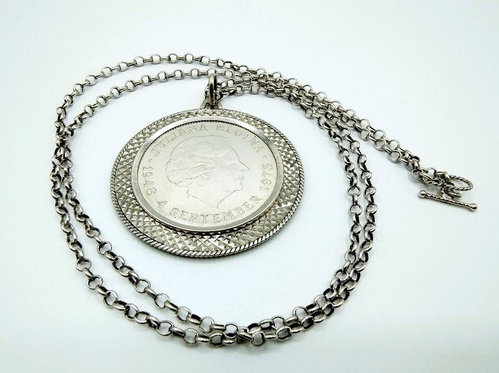 Zilveren jasseronketting met zilveren 10 gulden hanger