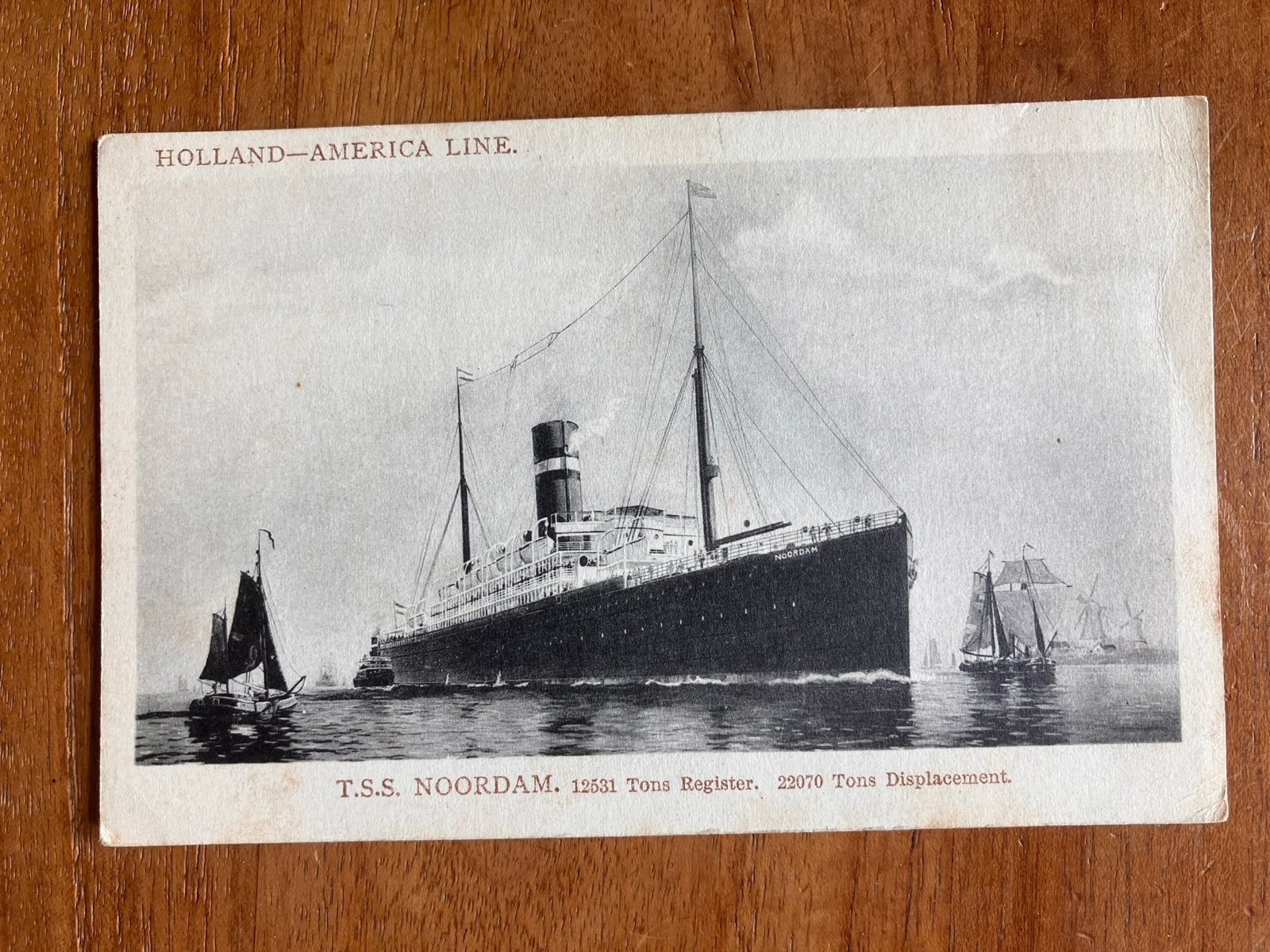Holland-Amerika Lijn T.S.S. Noordam, Verzamelen, Ophalen of Verzenden, Gebruikt, Motorboot, Kaart, Foto of Prent