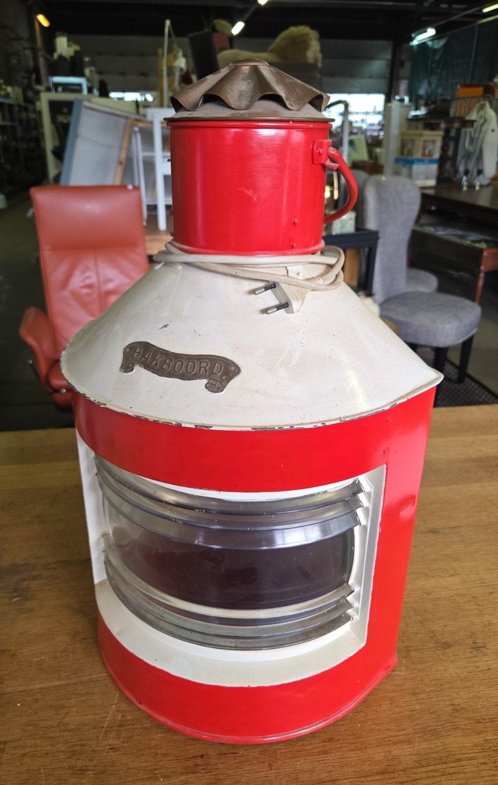 vintage scheepslamp rood, Ophalen, Gebruikt, Gebruiksvoorwerp, X
