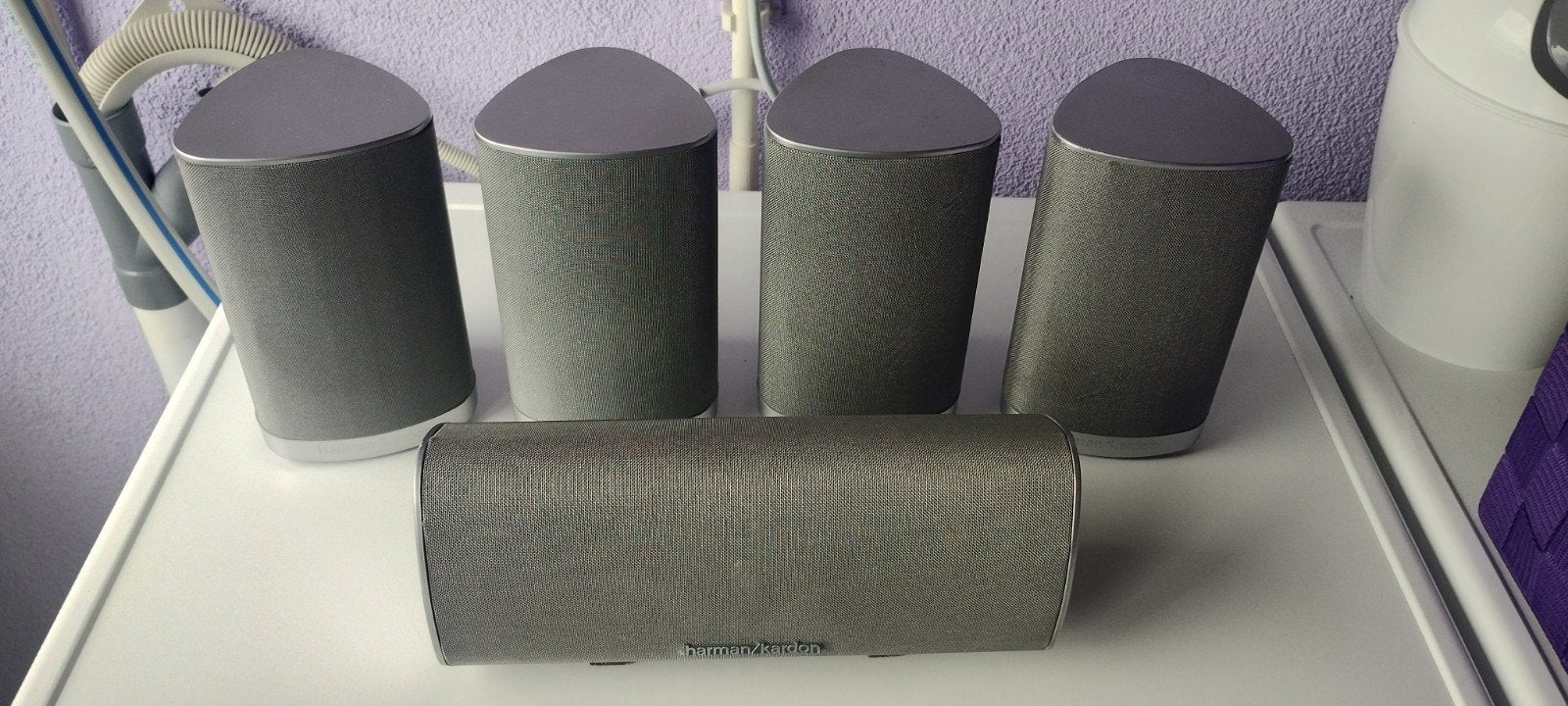 Harman Kardon SAT-TS7 & CEN-TS7 Speakerset in keurige staat, Speakerset, Ophalen of Verzenden, Zo goed als nieuw, Geschikt voor surround/home cinema