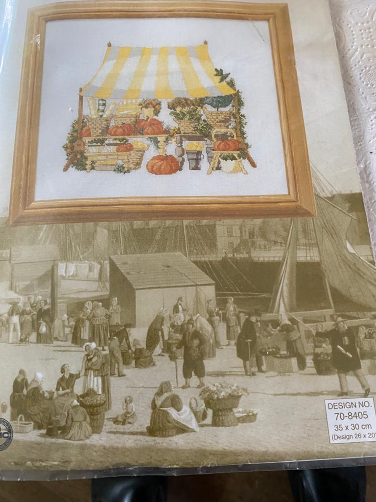 BORDUURPAKKET PERMIN OF COPENHAGEN POMPOEN MARKTKRAAM, Verzenden, Nieuw, Borduurpakket