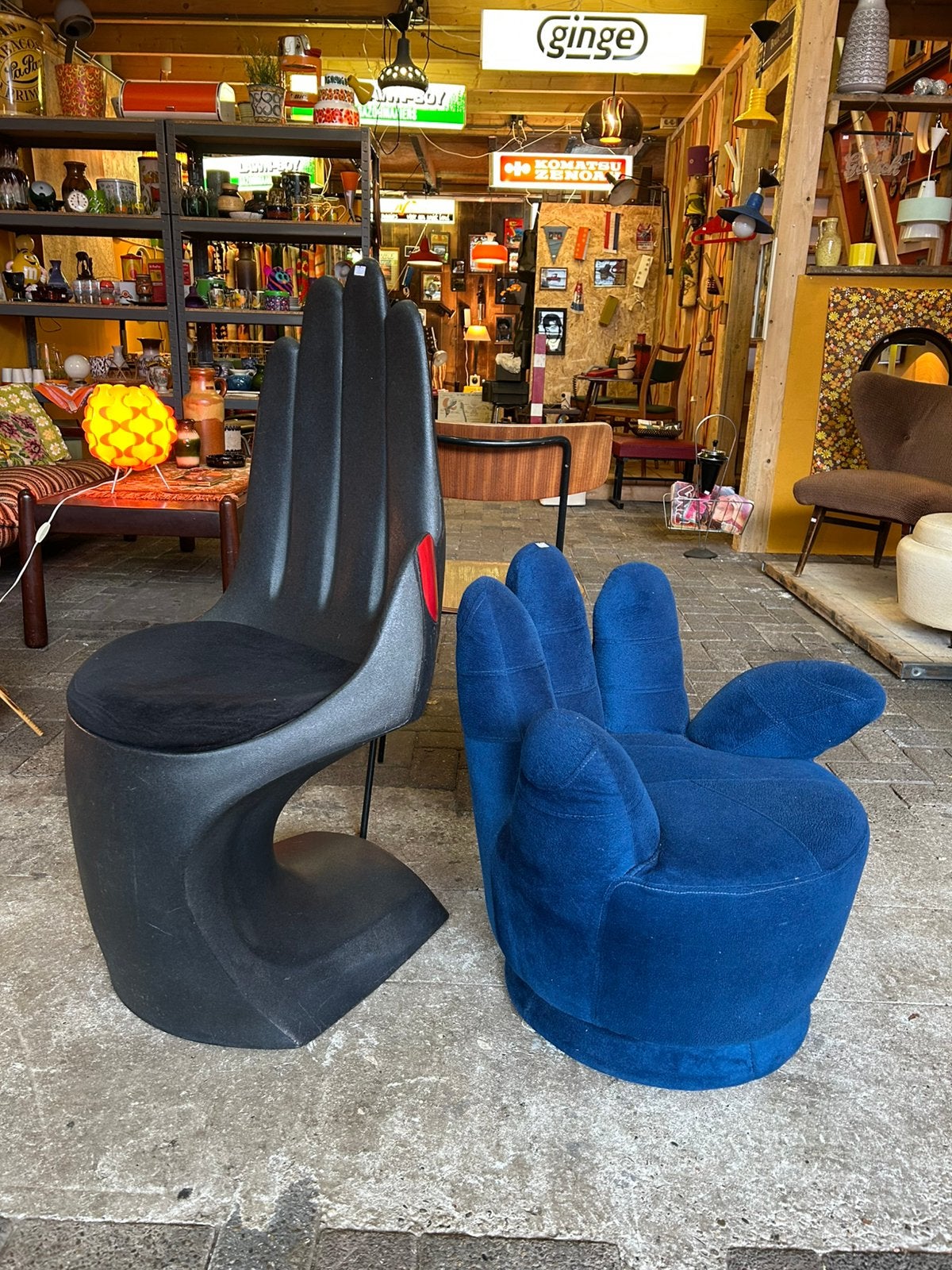 Vintage hand design stoel, European Touch Ltd, zwart rood, Ophalen, Vintage design, Zwart, Kunststof