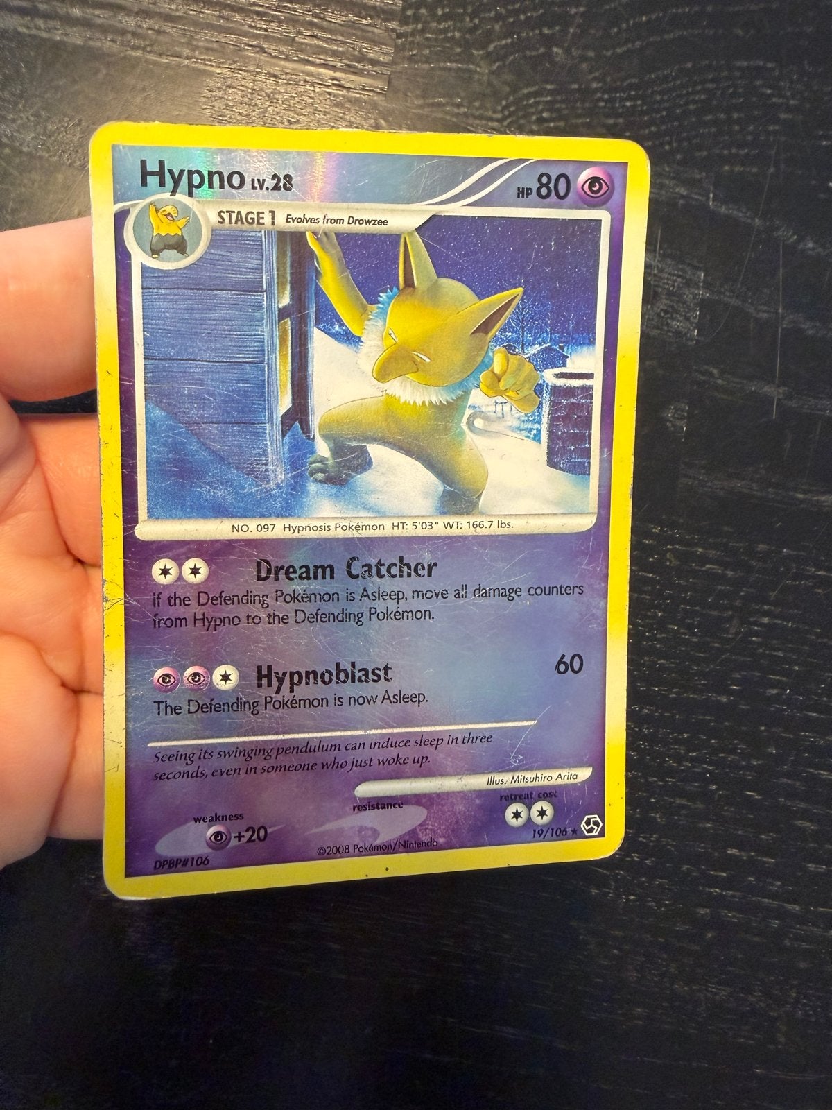 Vintage Hypno Pokemon Kaart - DPBP#106, Ophalen of Verzenden, Gebruikt, Losse kaart, Foil