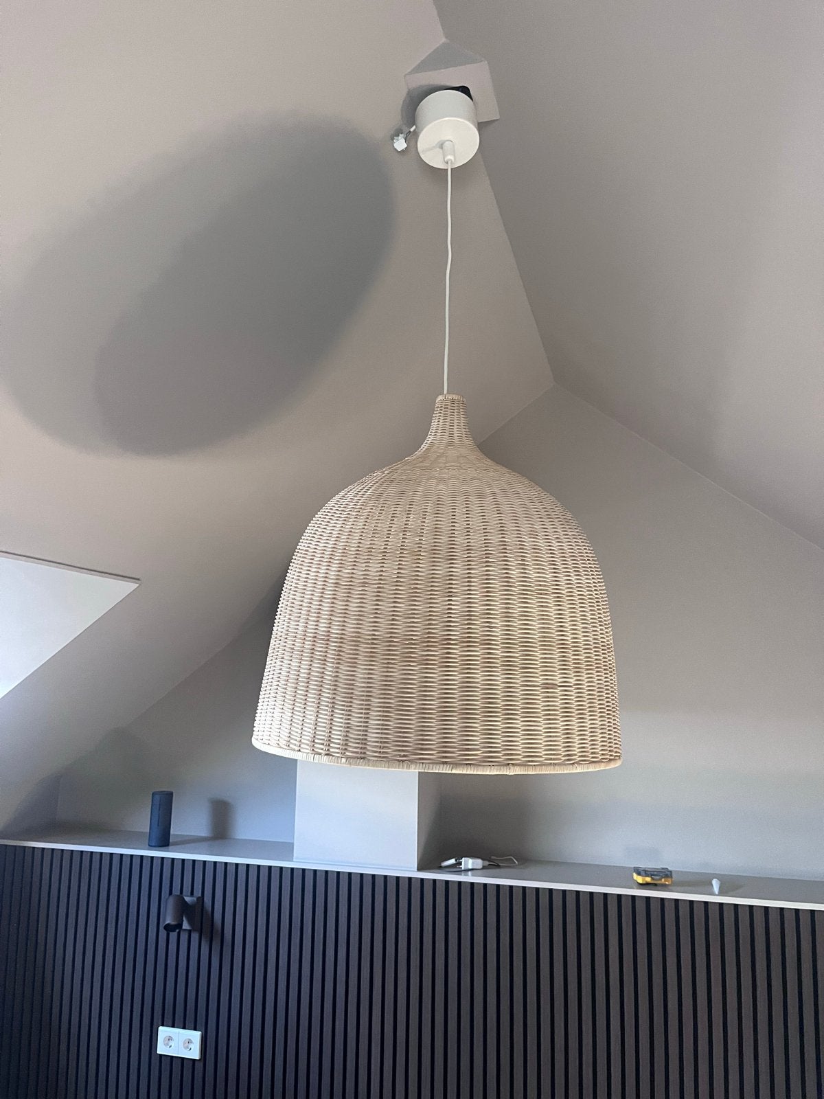 Ikea LERAN handgemaakte rieten hanglamp - 60 cm, Ophalen, Nieuw, Natuurlijk materiaal, E27 (groot)