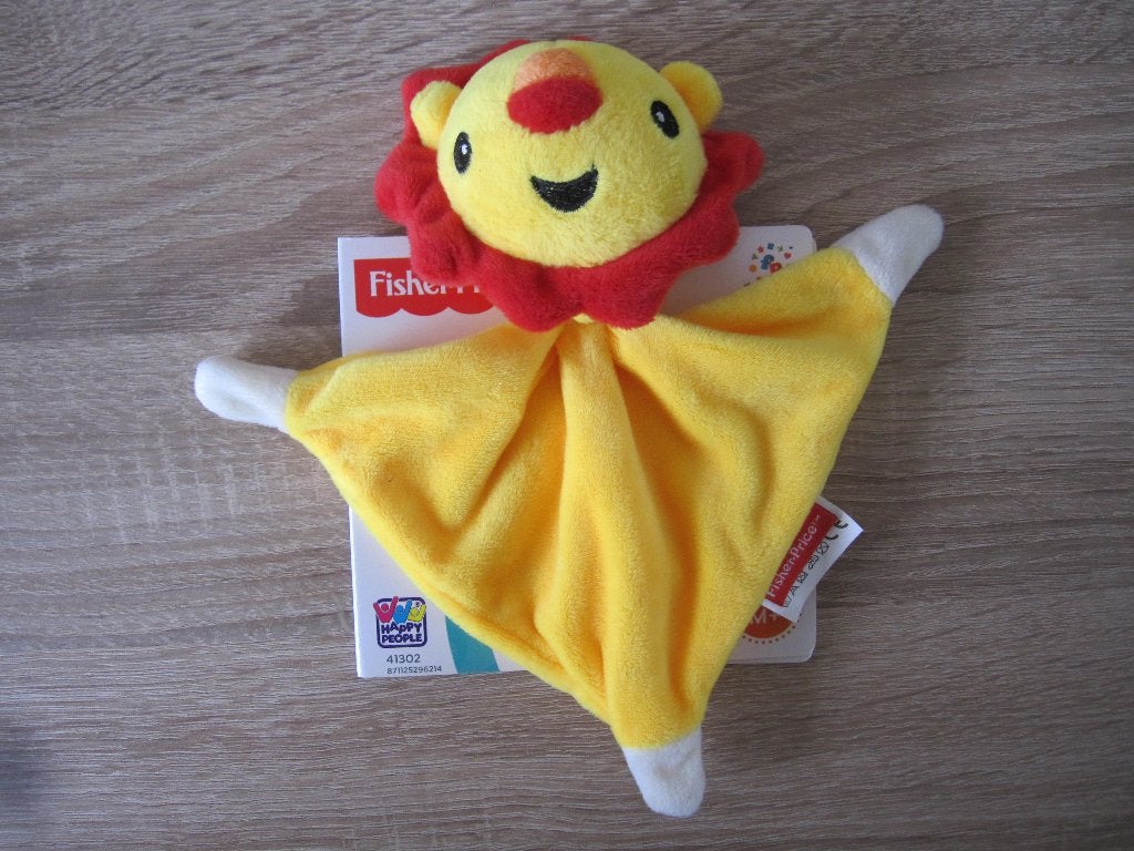 Fisher Price leeuw knuffeldoekje lapje NIEUW Happy People, Ophalen of Verzenden, Nieuw, Overige typen