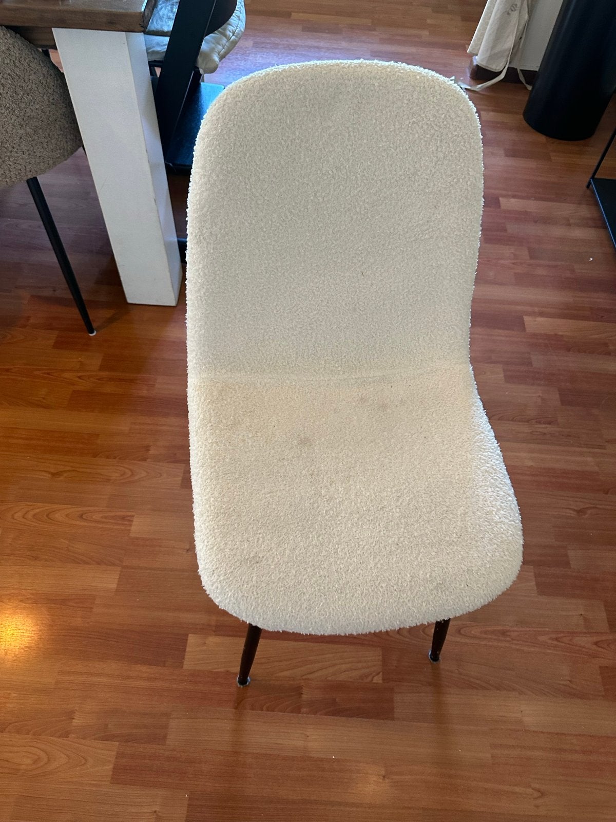 6 Witte teddy stoelen van Action - gratis af te halen, Ophalen, Gebruikt, Wit, Stof