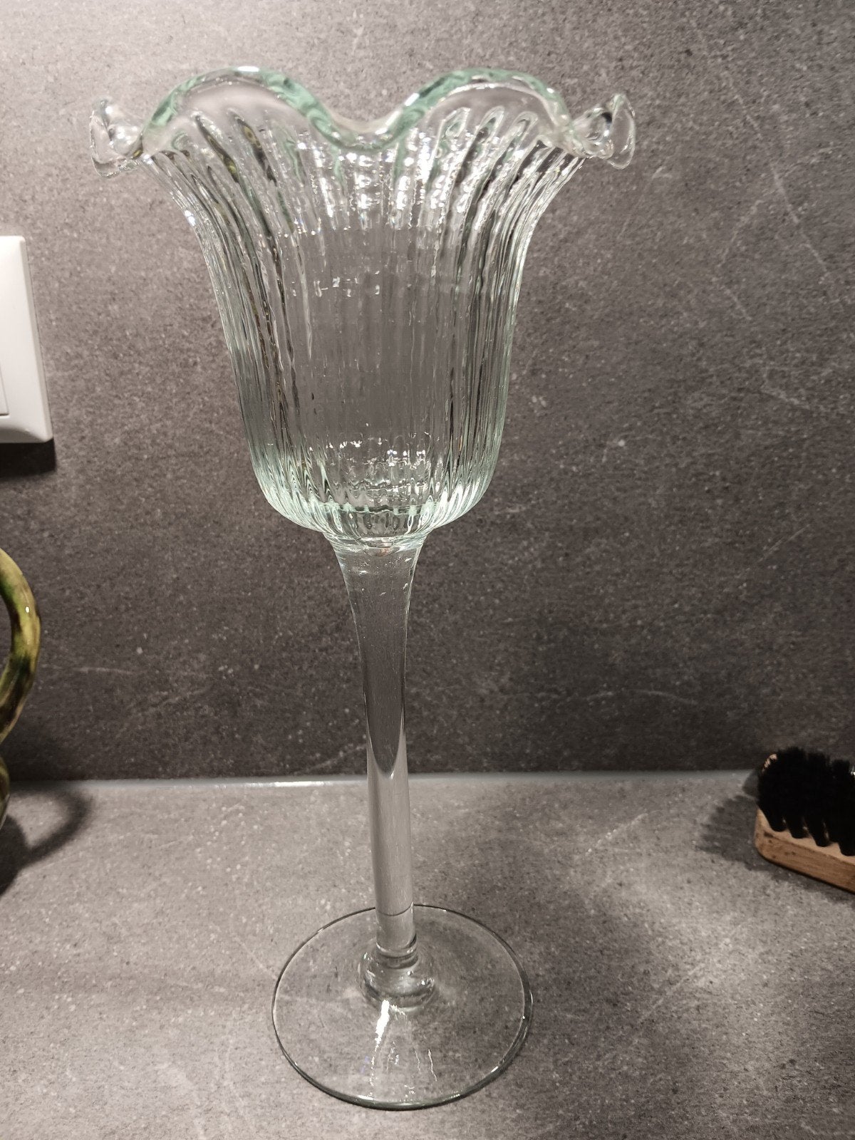 windlicht op voet, Ophalen, Windlicht, Wit, Glas