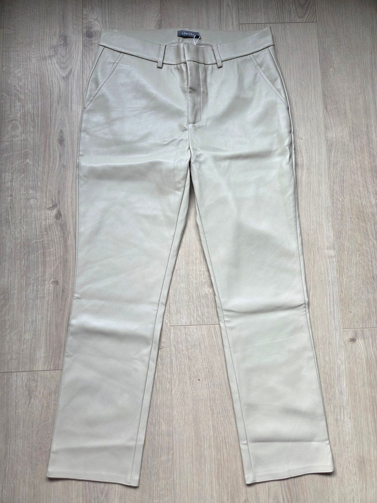 Geisha Leren Broek Beige Crème Nieuw met Prijskaartje, Geisha, Beige, Maat 42/44 (L), Nieuw