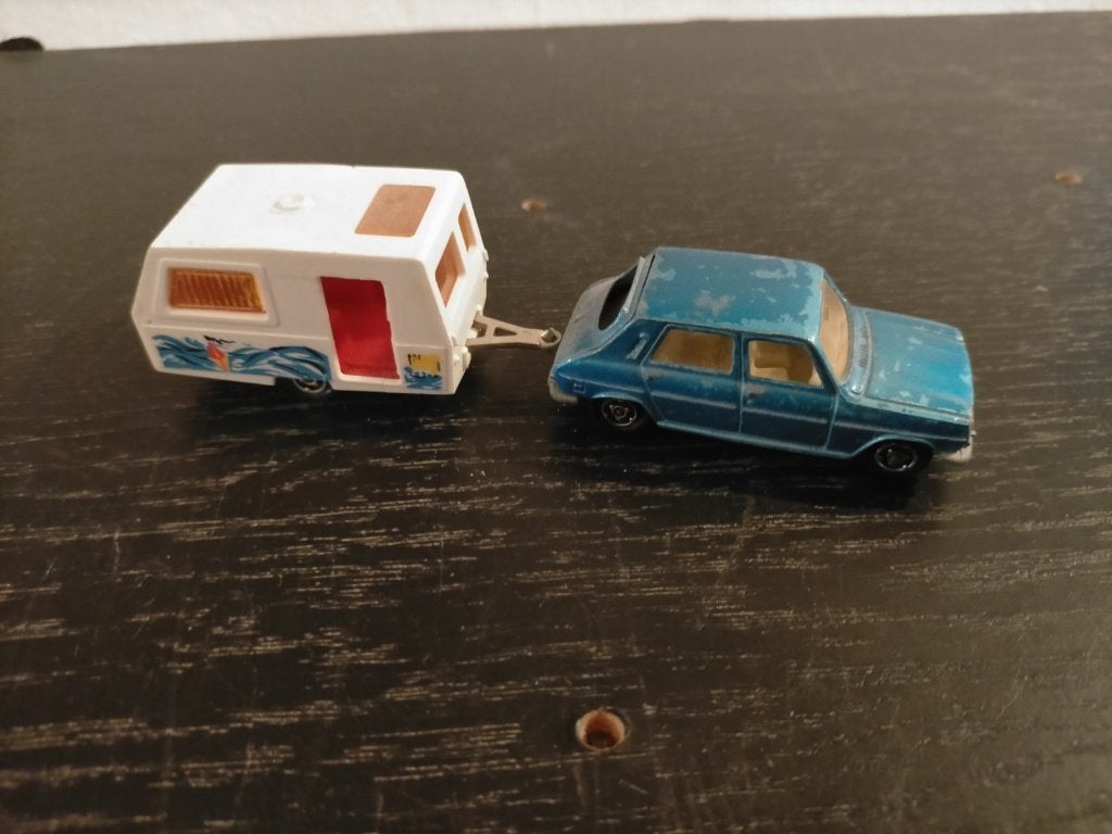 Majorette Simca 1100 blauw met caravan, Ophalen of Verzenden, Auto, Majorette