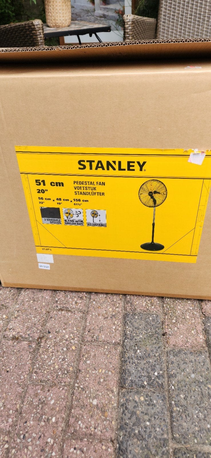 Stanley ST-20P-E Industriële Statiefventilator 51cm, Ophalen, Nieuw, Vloerventilator