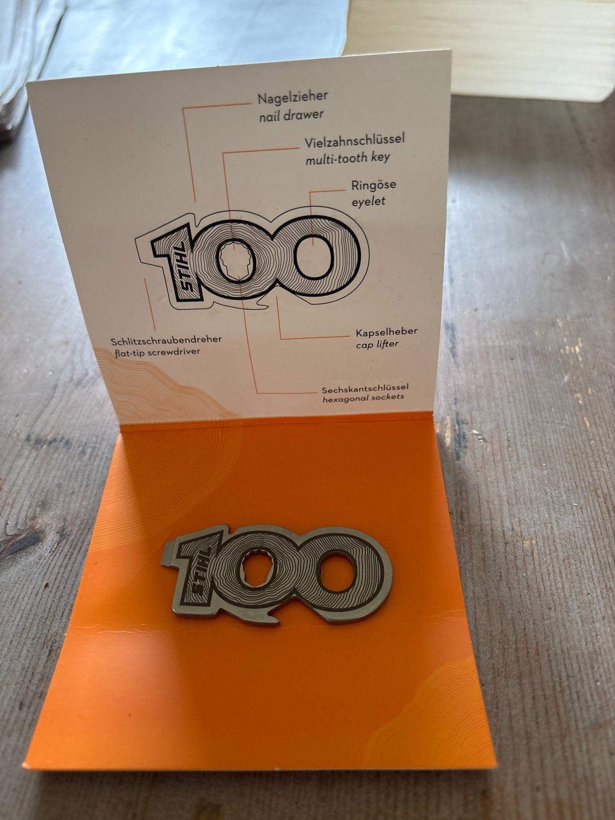 Stihl 100 Jaar Jubileum Multitool Sleutelhanger, Ophalen of Verzenden, Nieuw