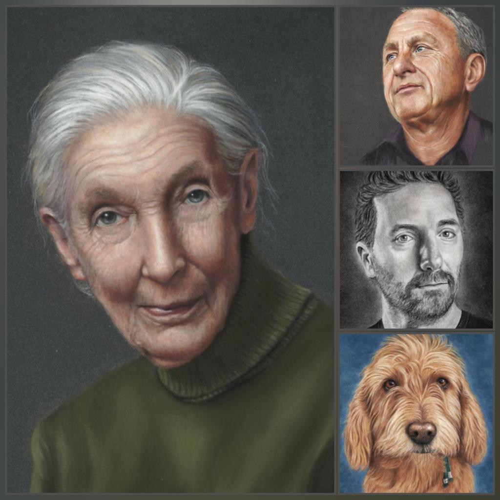 Portret tekening/ schilderij pastel of potlood houtskool