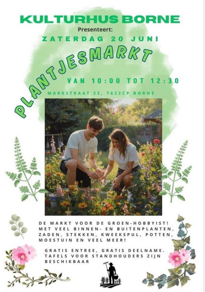Plantenmarkt Borne 20 juni gratis entree!, Ophalen of Verzenden, Minder dan 100 cm
