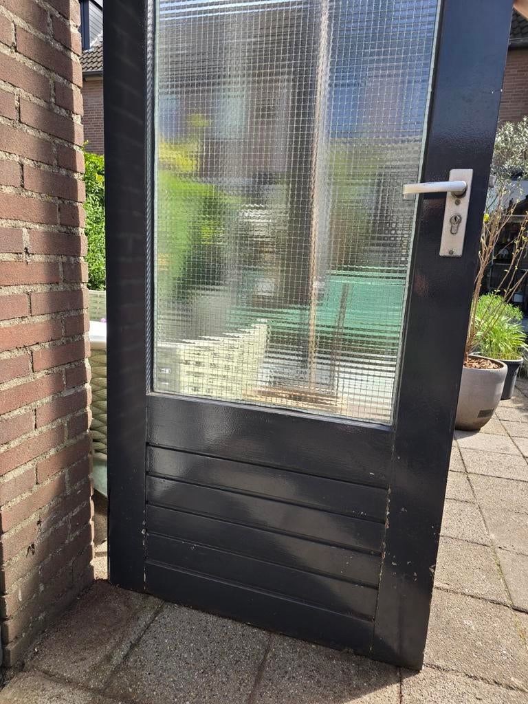 Buitendeur hardhout (82.5 x 201 x 4), Ophalen of Verzenden, Gebruikt, Buitendeur, 200 tot 215 cm