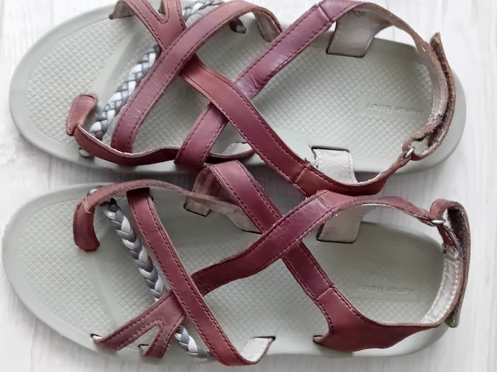 Bruine leren sandalen van Human Nature, maat 40, Kleding | Dames, Schoenen, Bruin, Verzenden, Sandalen of Muiltjes, Zo goed als nieuw