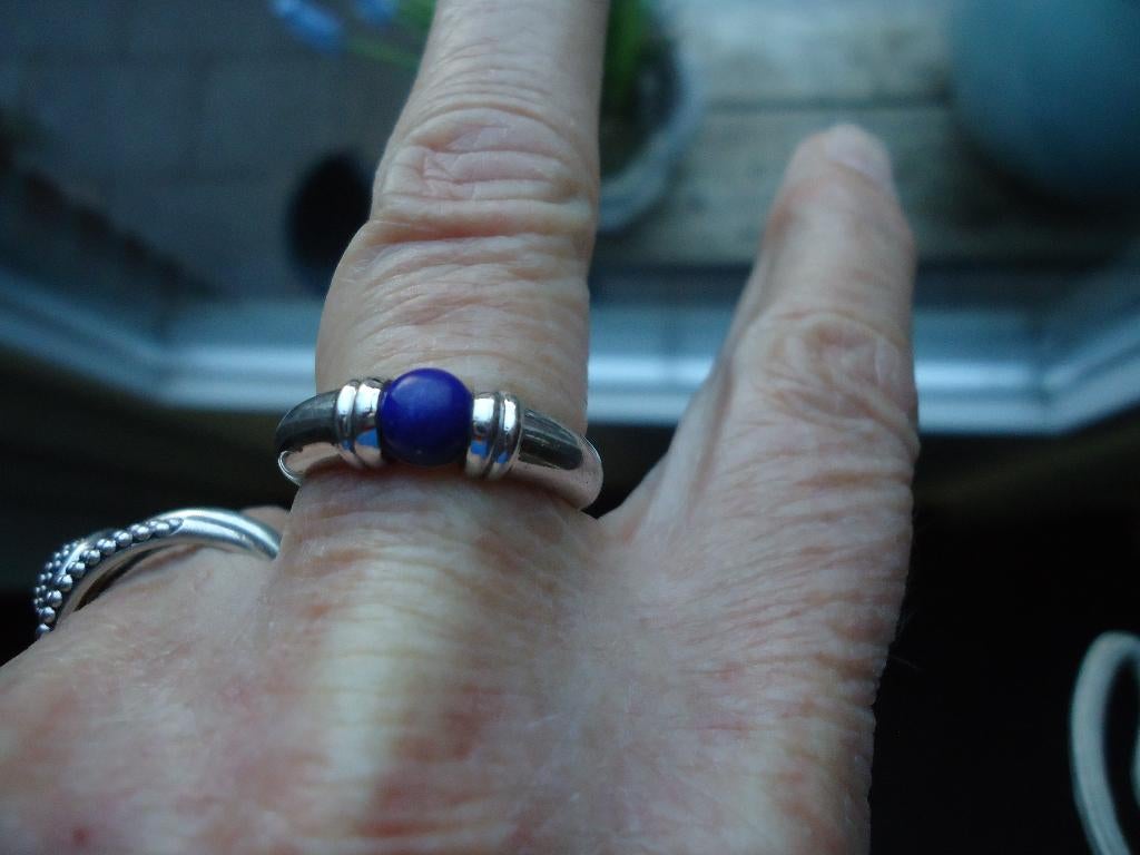 mooie echt zilveren tisento ring met bolletje lapis 925 m18, 18 tot 19, Ophalen of Verzenden, Zo goed als nieuw, Met edelsteen