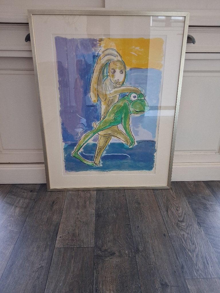 zeefdruk Anton Vrede, Antiek en Kunst, Kunst | Schilderijen | Modern, Ophalen, Papier/karton, Zeefdruk, Dieren