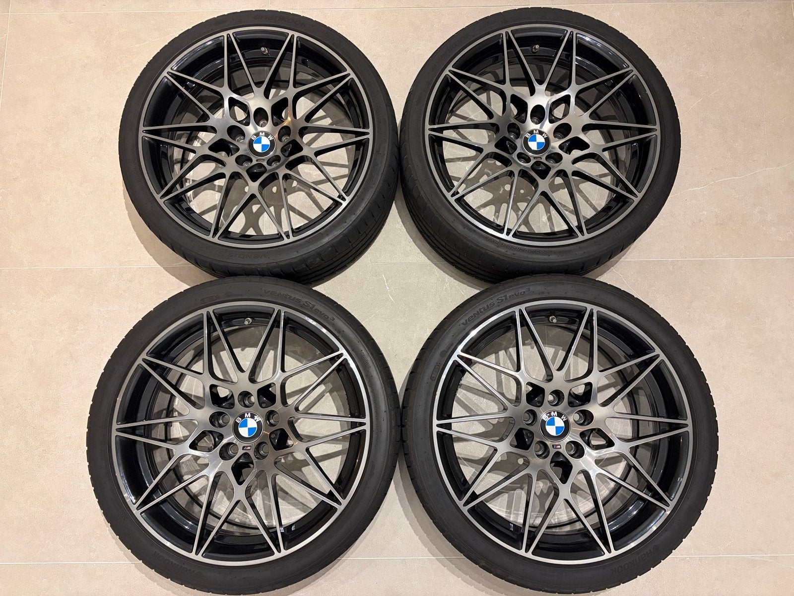 BMW M3/M4 F80 666M Velgen met Zomerbanden, Ophalen, Gebruikt, 285 mm, Banden en Velgen