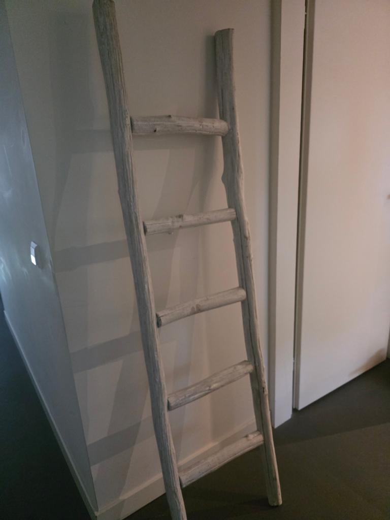 Houten witte decoratie ladder, Huis en Inrichting, Woonaccessoires | Overige, Ophalen of Verzenden