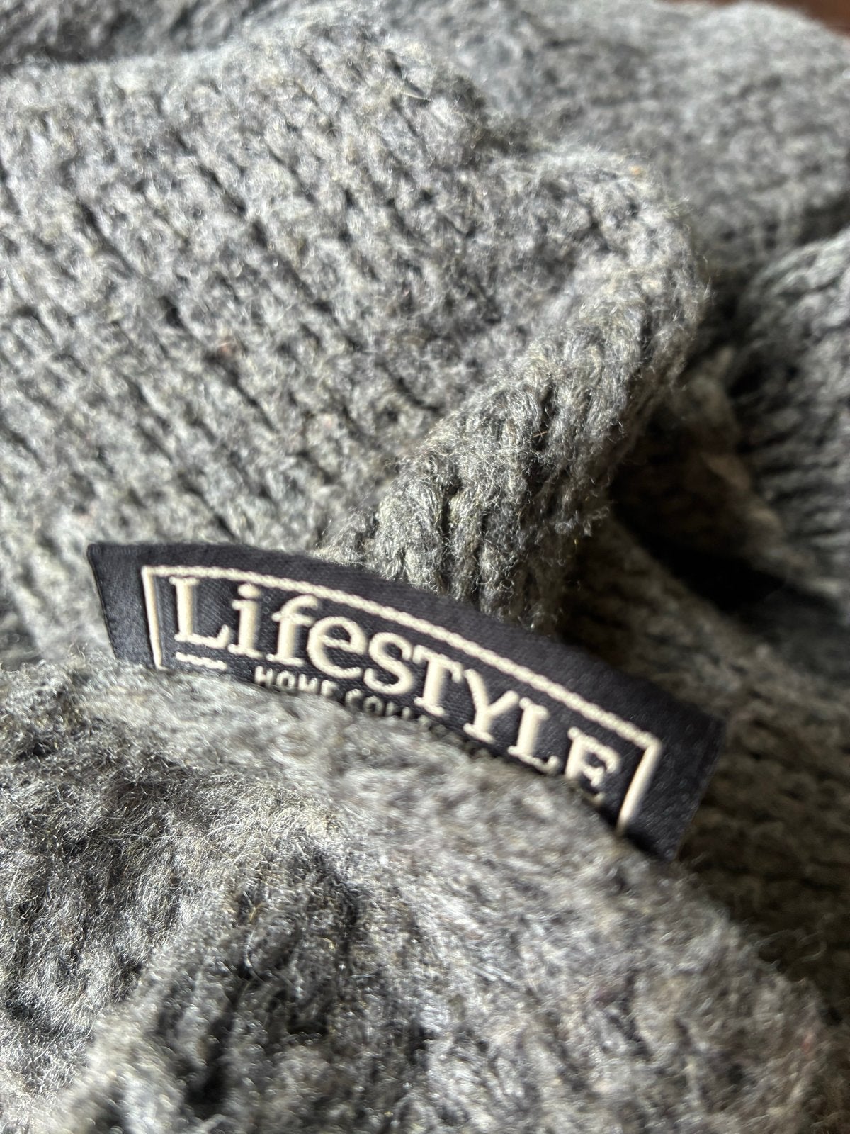 Lifestyle Home Collection gebreide plaid grijs, Ophalen of Verzenden, Zo goed als nieuw, Plaid, Gebreid