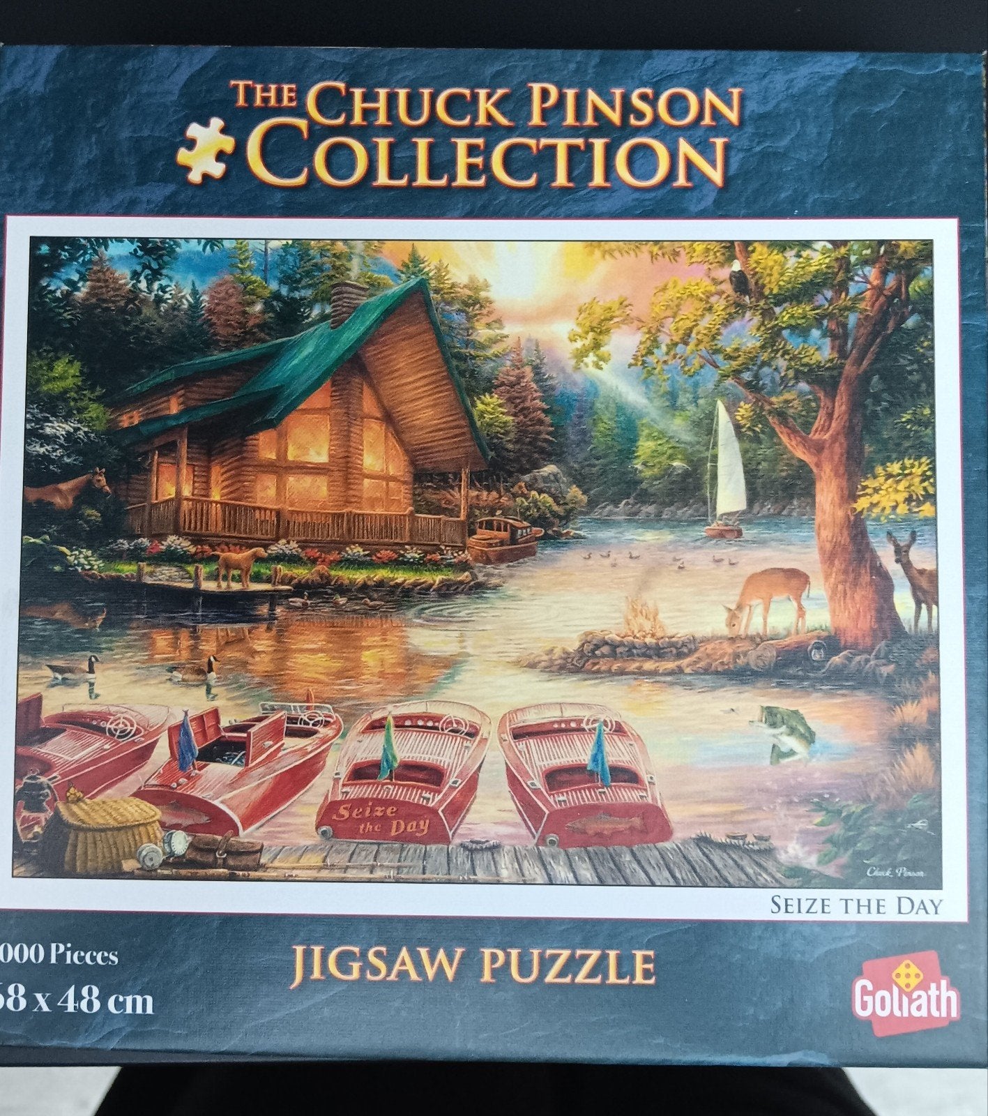 Chuck Pinson Collection Jigsaw Puzzel - Seize the Day, Ophalen of Verzenden, 500 t/m 1500 stukjes, Gebruikt, Legpuzzel