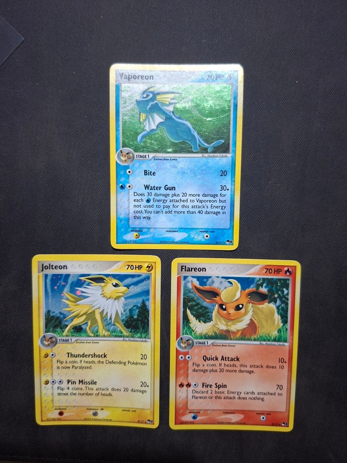 Vaporeon Jolteon Flareon pop series 3 Pokemon, Ophalen of Verzenden, Zo goed als nieuw, Meerdere kaarten, Foil