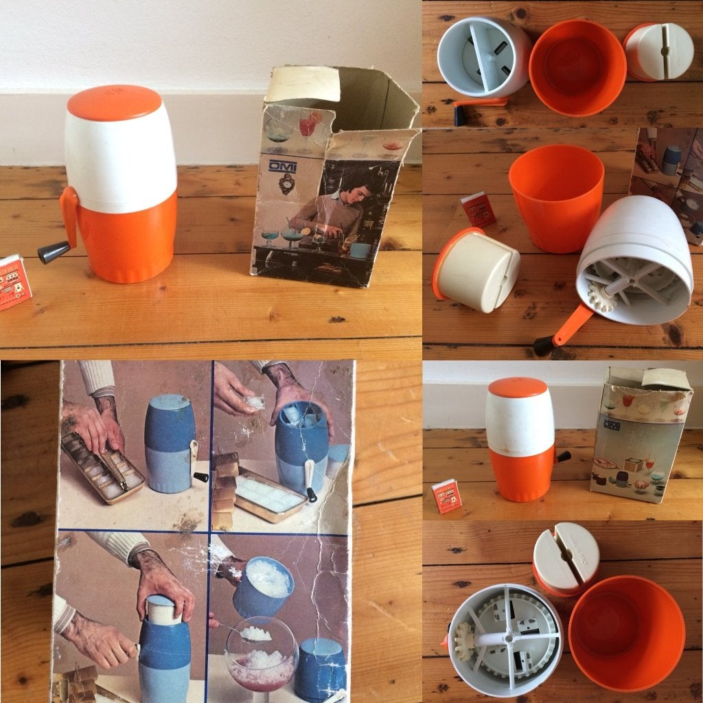 Oranje ice ijs crusher vergruizer in doos vintage jaren 70, Overige typen, Kunststof, Ophalen of Verzenden, Zo goed als nieuw