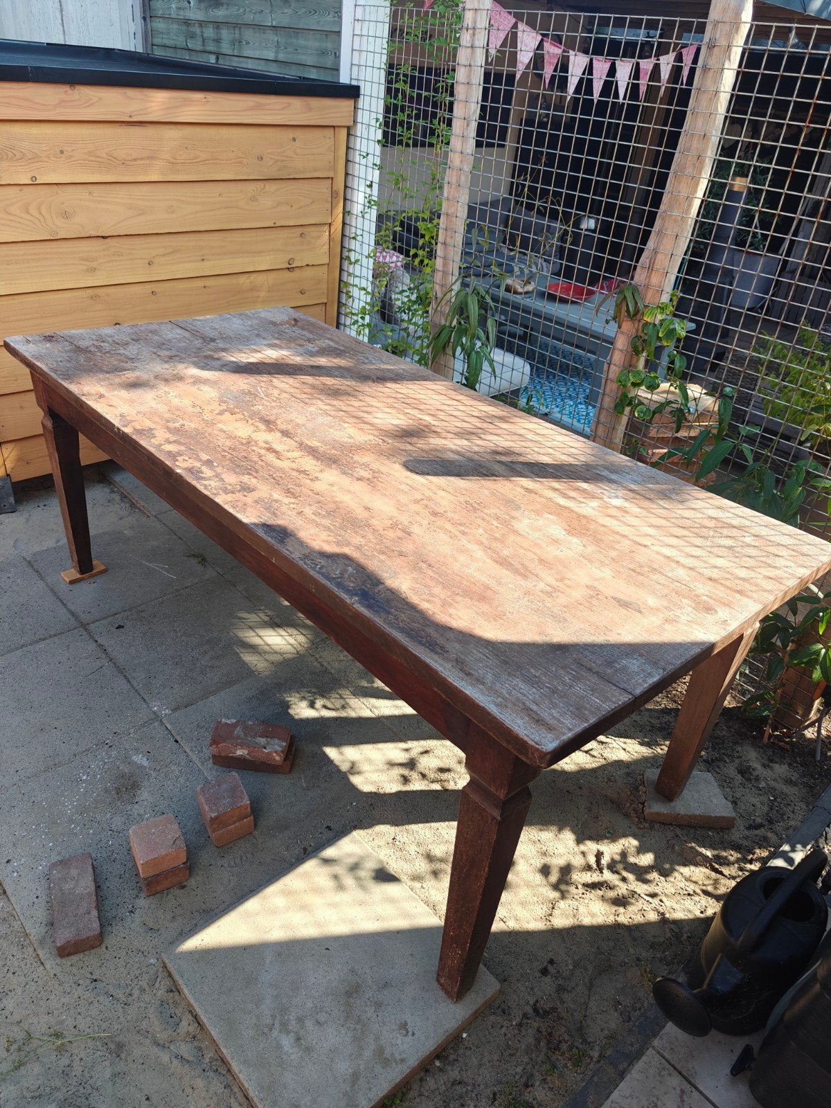 houten eetkamertafel, Huis en Inrichting, Tafels | Eettafels, Ophalen, Gebruikt, 200 cm of meer, 50 tot 100 cm