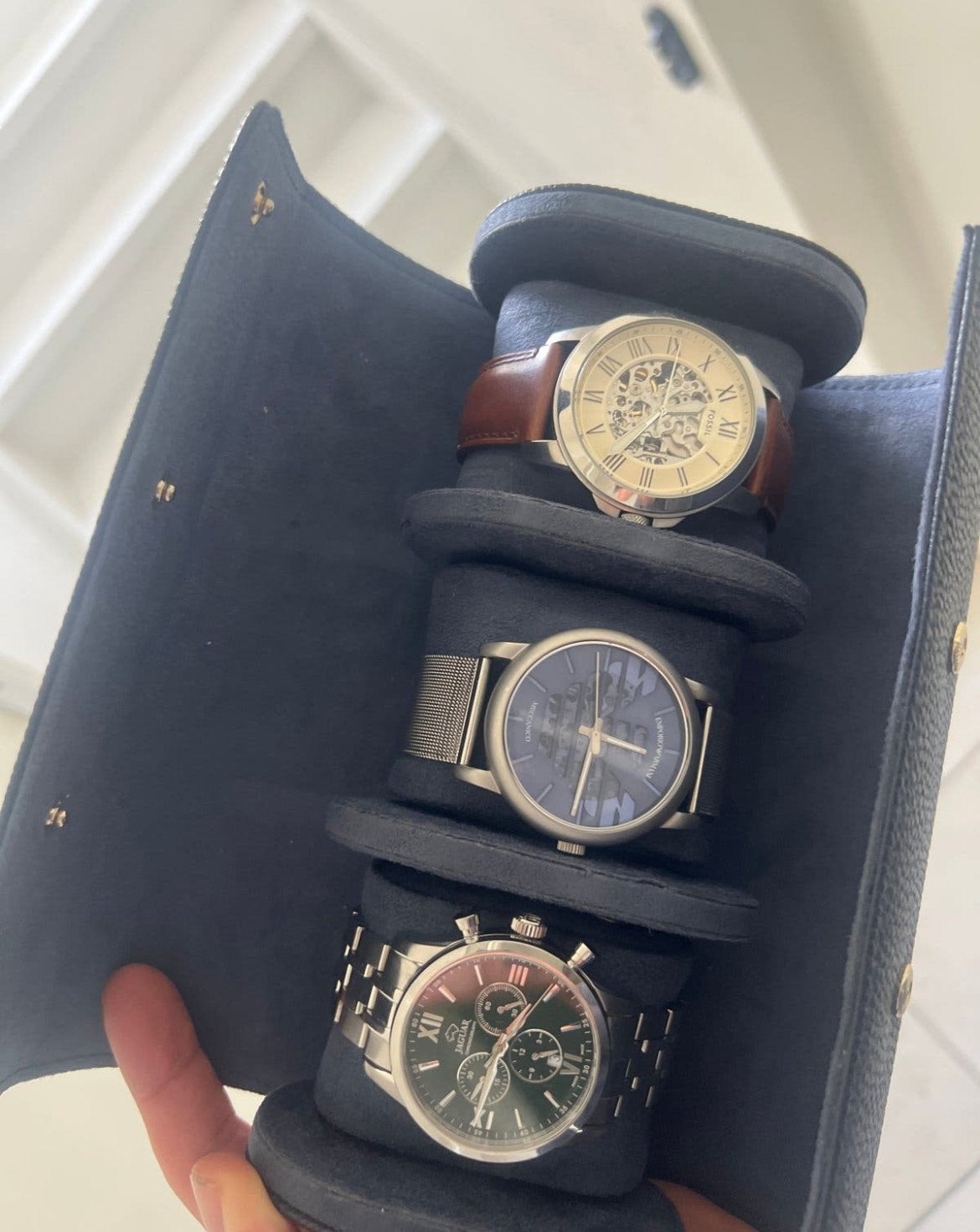 Set van 3 originele horloges: Armani, Fossil, Jaguar, Ophalen, Zo goed als nieuw, Polshorloge, Overige merken