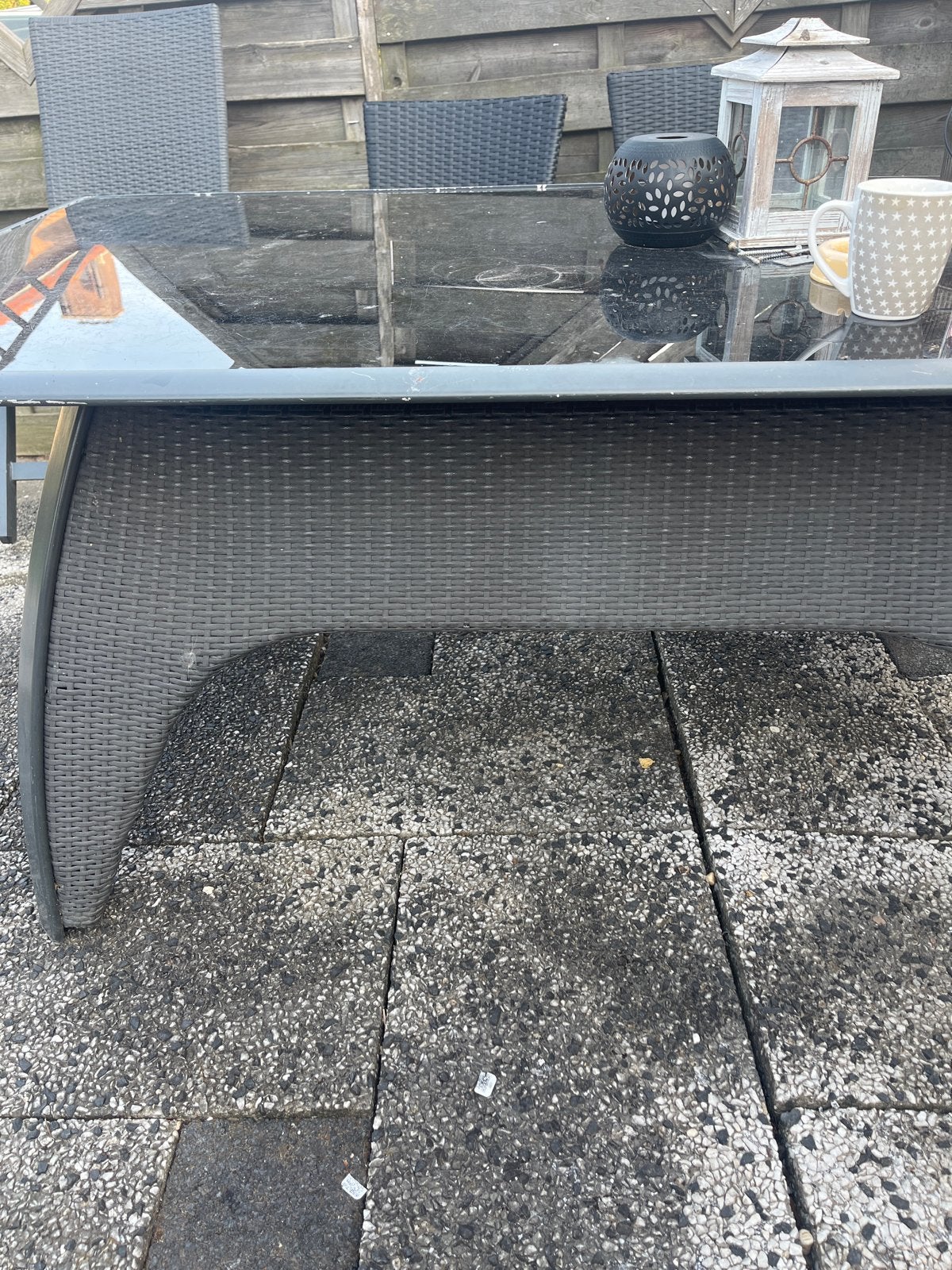Gratis ophalen:, Tuin en Terras, Tuintafels, Ophalen of Verzenden, Gebruikt, Rechthoekig, Wicker