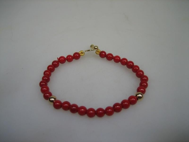 Antieke bloedkoralen Baby armbandje14 karaat Kapittelstokje, Verzenden, Nieuw, Rood, Armband