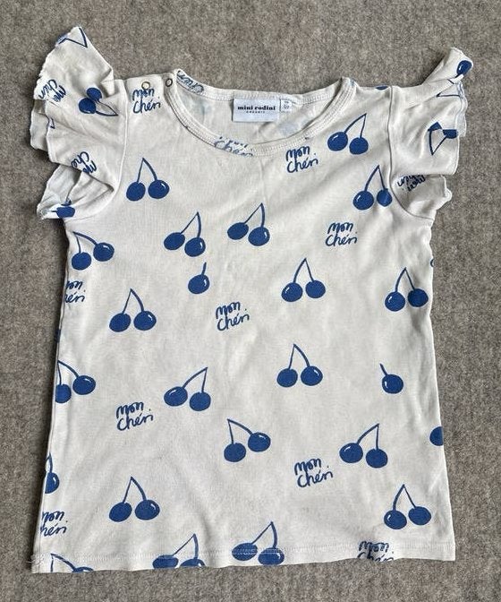 Mini Rodini T-shirt kersenprint maat 116/122, Kinderen en Baby's, Verzenden, Gebruikt, Meisje, Shirt of Longsleeve