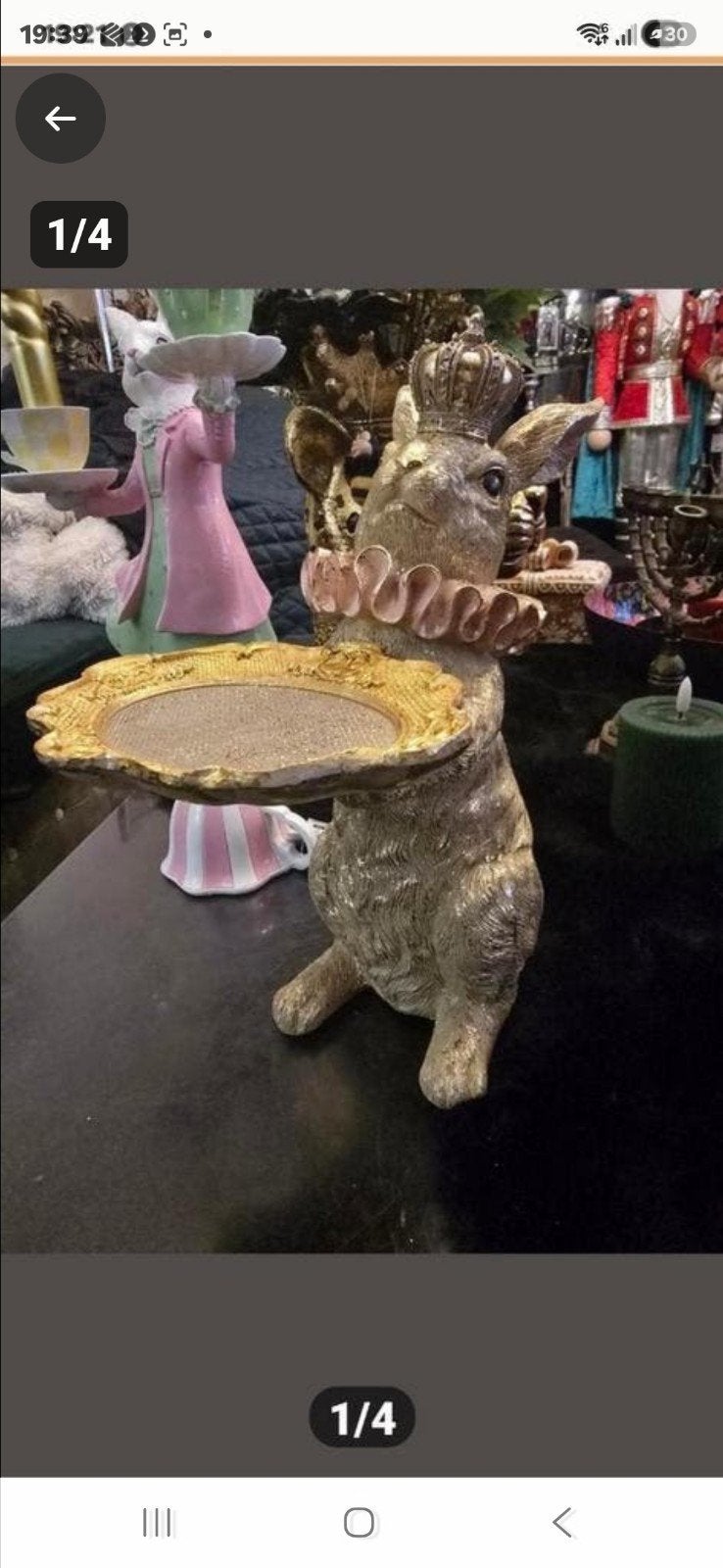Decoratief konijn met een kroon en een dienblad., Huis en Inrichting, Ophalen of Verzenden, Nieuw