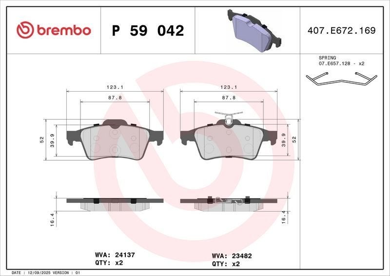 Brembo P 59 042 Remblokken - Nieuw in doos, Ophalen of Verzenden, Nieuw, Overige automerken