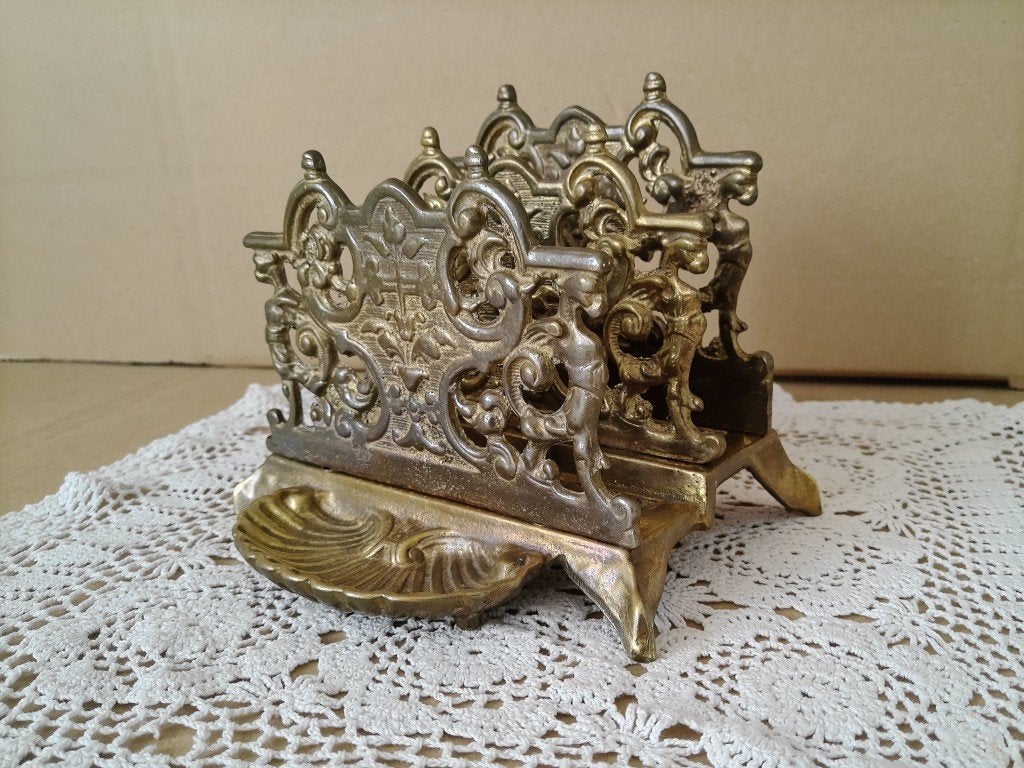 Curiosa antieke brievenhouder antieke messing brievenhouder, Ophalen of Verzenden